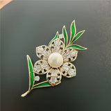 Zircon Flower Bridal Brooch Pin Enamel Floral Wedding Sweater Jewelry