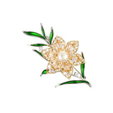 Zircon Flower Bridal Brooch Pin Enamel Floral Wedding Sweater Jewelry