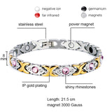 Pink Crystal Stone Magnet Health Bracelet for Women Adjustable Length