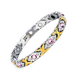 Pink Crystal Stone Magnet Health Bracelet for Women Adjustable Length
