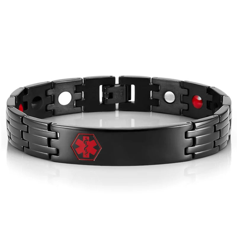 Oktrendy Medical Alert ID Bracelet for Men 316L Stainless Steel Male