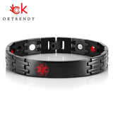Oktrendy Medical Alert ID Bracelet for Men 316L Stainless Steel Male