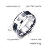 Men's Stainless Steel Wedding Band Ring with CZ Charms