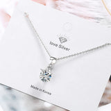 925 Silver Round Crystal Choker Necklace for Women