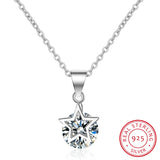 925 Silver Round Crystal Choker Necklace for Women