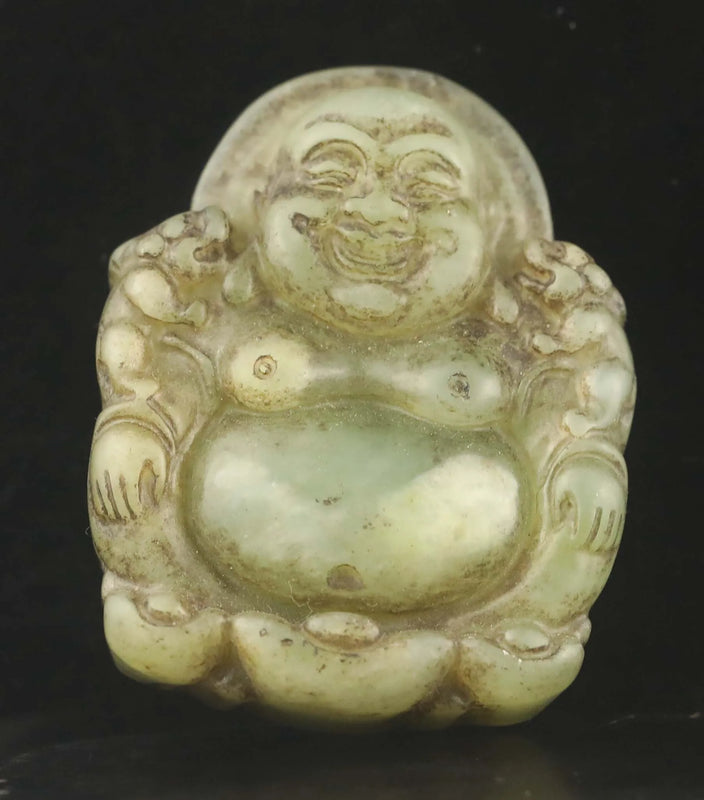 Old Natural Jade Hand Carved Buddha Pendant
