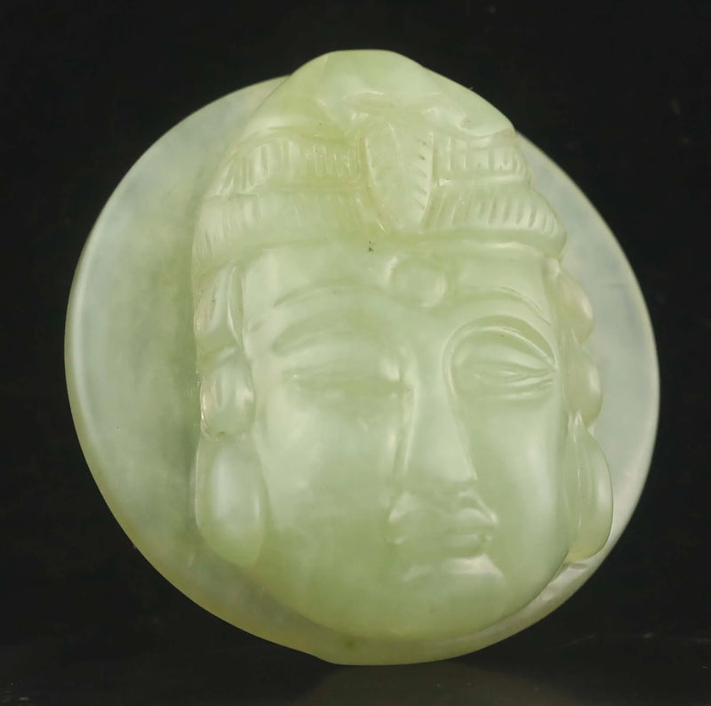 Old Natural Jade Hand Carved Buddha Belt Hook Statue