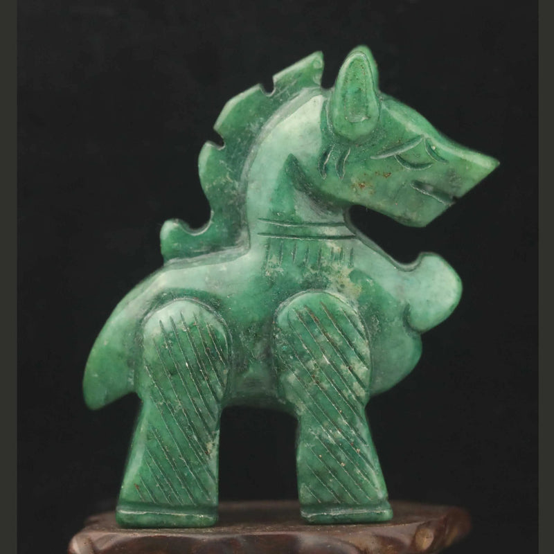 Vintage Hand Carved Natural Jade Horse Pendant