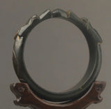 Old Hetian Jade Carved Double Dragon Bangle Statue