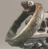 Old Hetian Jade Carved Double Dragon Bangle Statue
