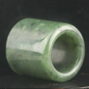 Natural Hetian Green Jade Hand Carved Statue Ring Pendant