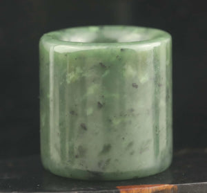 Natural Hetian Green Jade Hand Carved Statue Ring Pendant