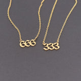 Old English Angel Number Necklaces Women 222 333 666 777 999 Lucky Pendants