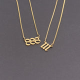 Old English Angel Number Necklaces Women 222 333 666 777 999 Lucky Pendants