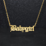 Old English Babygirl Choker Necklace Dainty Gothic Jewelry Women Stainless Steel