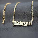 Old English Babygirl Choker Necklace Dainty Gothic Jewelry Women Stainless Steel