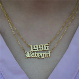 Old English Babygirl Choker Necklace Dainty Gothic Jewelry Women Stainless Steel