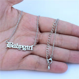 Old English Babygirl Choker Necklace Dainty Gothic Jewelry Women Stainless Steel