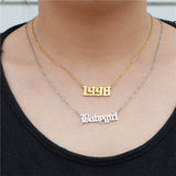 Old English Babygirl Choker Necklace Dainty Gothic Jewelry Women Stainless Steel