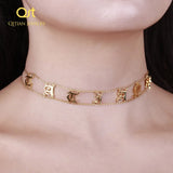 Old English Choker Necklace Personalized Letter Gothic Delicate Choker Jewelry
