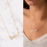 Personalized Gothic Name Necklace, Stainless Steel Old English Font Necklace