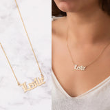 Personalized Gothic Name Necklace, Stainless Steel Old English Font Necklace