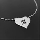 Old English Initial Necklace Letter Charm Choker Stainless Steel 15*13mm