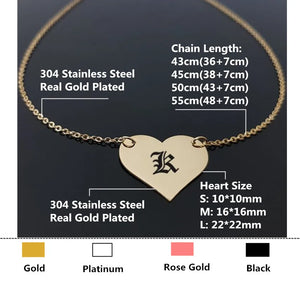 Old English Initial Necklace Letter Charm Choker Stainless Steel 15*13mm