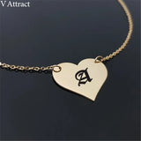Old English Initial Necklace Letter Charm Choker Stainless Steel 15*13mm