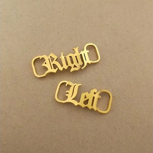 Old English Left Right Shoe-Buckle For Baby Girl Gift Gothic Jewelry