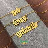 Old English Name Necklace Personalized Name Necklaces Gothic Jewelry