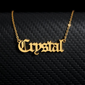 Old English Nameplate Necklace Choker Stainless Steel Personalized