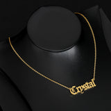 Old English Nameplate Necklace Choker Stainless Steel Personalized