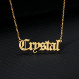 Old English Nameplate Necklace Choker Stainless Steel Personalized