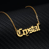 Old English Nameplate Necklace Choker Stainless Steel Personalized