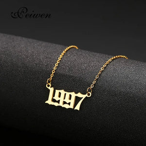 Personalized Old English Number Necklace with Date - Custom Birthday Gift
