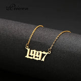 Personalized Old English Number Necklace with Date - Custom Birthday Gift