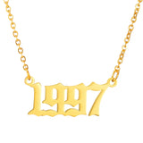 Personalized Old English Number Necklace with Date - Custom Birthday Gift
