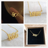 Old English Number Necklace Personalized Wedding Anniversary Date Gift