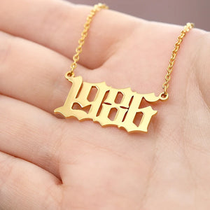 Old English Number Necklace Personalized Wedding Anniversary Date Gift