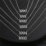 Old English Number Necklace Stainless Steel Year Number Pendant