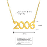 Old English Number Necklace Stainless Steel Year Number Pendant