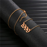 Old English Number Necklace Stainless Steel Year Number Pendant