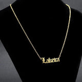 Old English Stainless Steel Personalized Necklace Name Number Chain