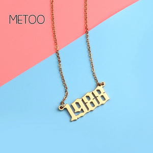 Old English Year Necklace Personalized Gold Plated Pendant Choker
