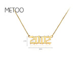 Old English Year Necklace Personalized Gold Plated Pendant Choker