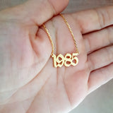 Old English Year Necklace, Birth Year Necklace, Customized Year Necklace