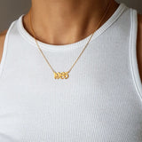 Old English Year Necklace, Birth Year Necklace, Customized Year Necklace