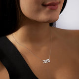 Old English Year Necklace, Monogram Necklace, Birth Year Necklace