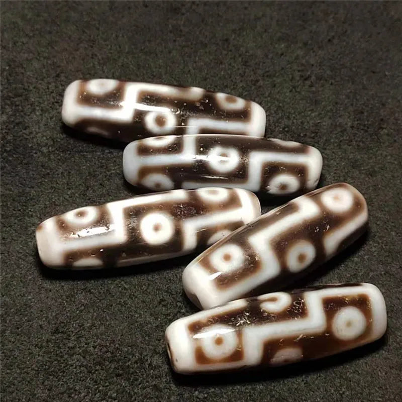 Old King 9 Eyes Patterns 13mm*42mm Tibetan Dzi Beads Powerful Totems